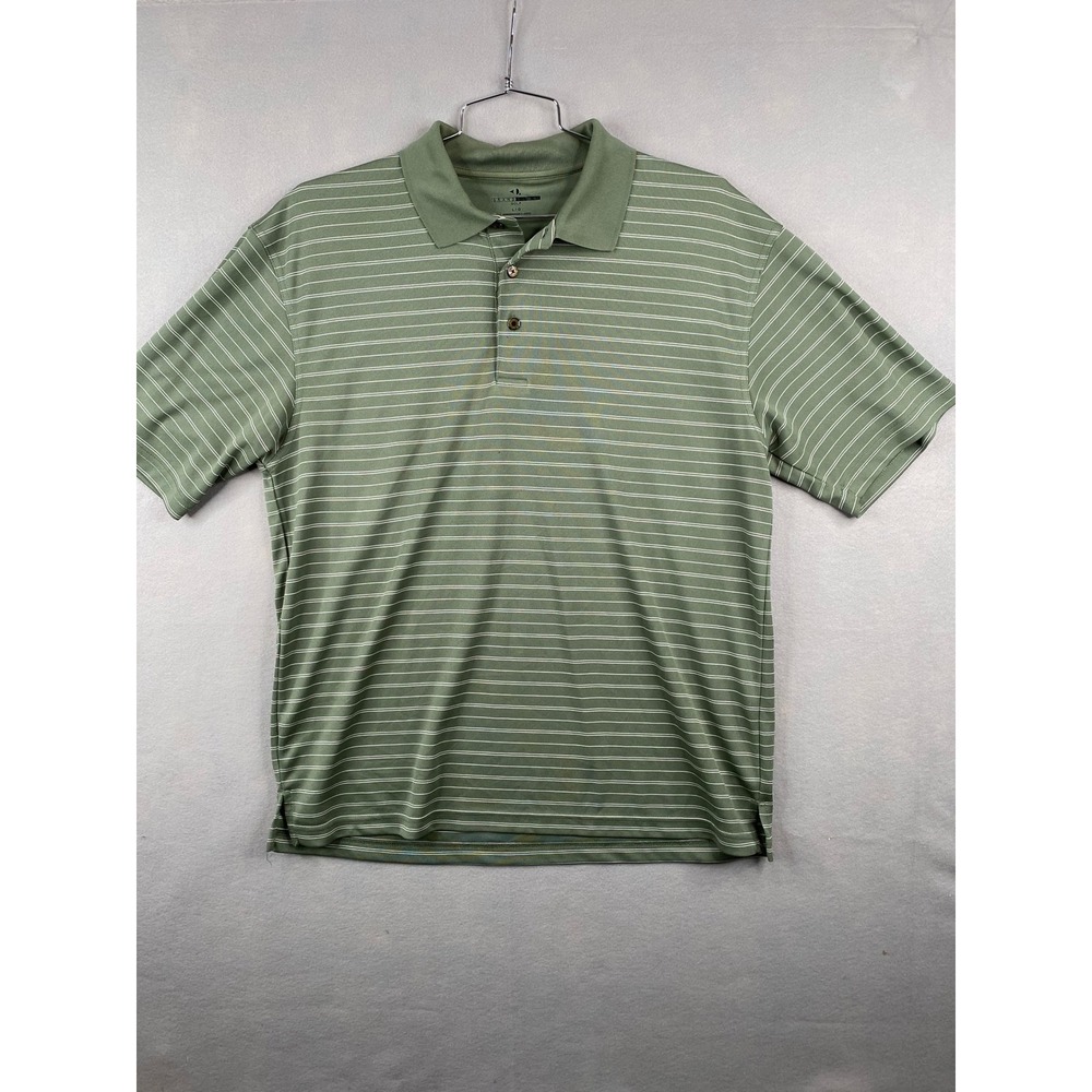 Grand Slam Golf Mens Large Green Striped Performance Polo Shirt Short Sleeve
